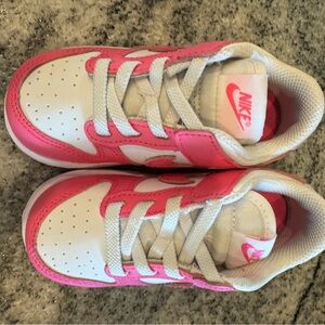 New Nike Dunks Kids Pink and White Sneakers